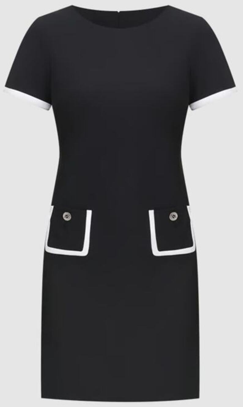 Tommy Hilfiger Women's Colorblocked Pocket Sheath Dress Black White Size 16